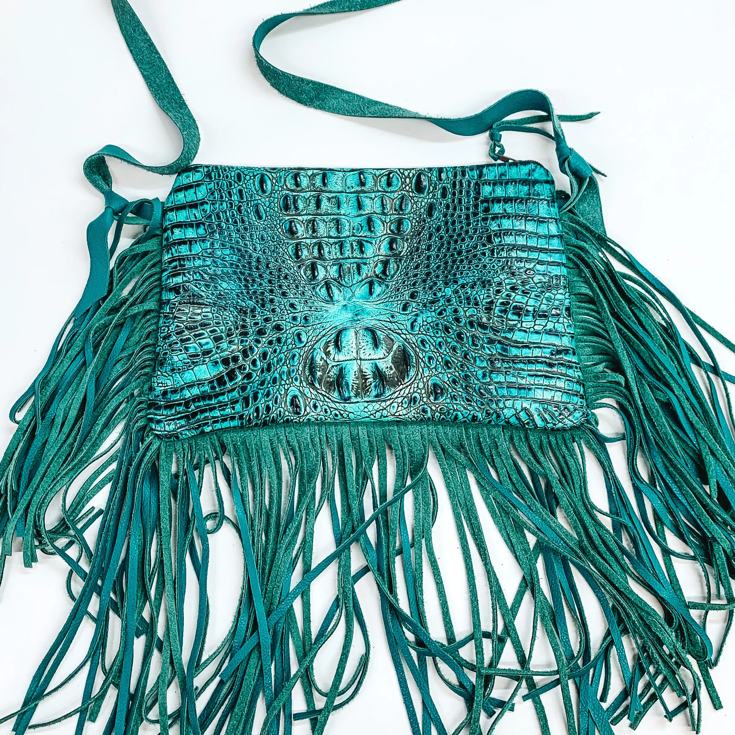 Keep It Gypsy | Cowhide Crossbody Purse with Genuine Leather Turquoise Fringe