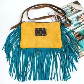 Keep It Gypsy | Yellow Cowhide Crossbody Purse with Genuine Leather Turquoise Fringe