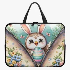 Laptop Sleeve - with handles - Easter - Owl with Bunny Ears