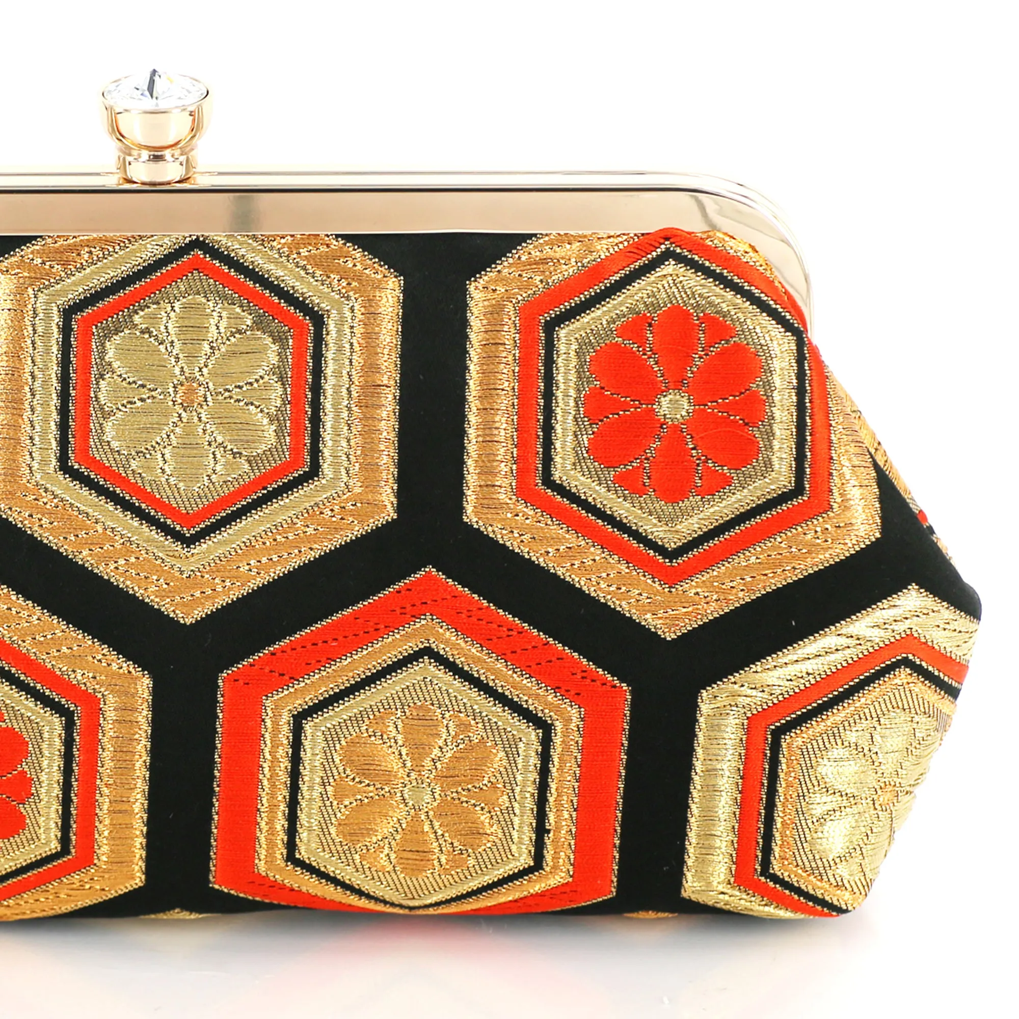 [LAST ONE] Kikko Hexagon Kimono Clutch Bag | Upcycled from vintage Japanese Obi