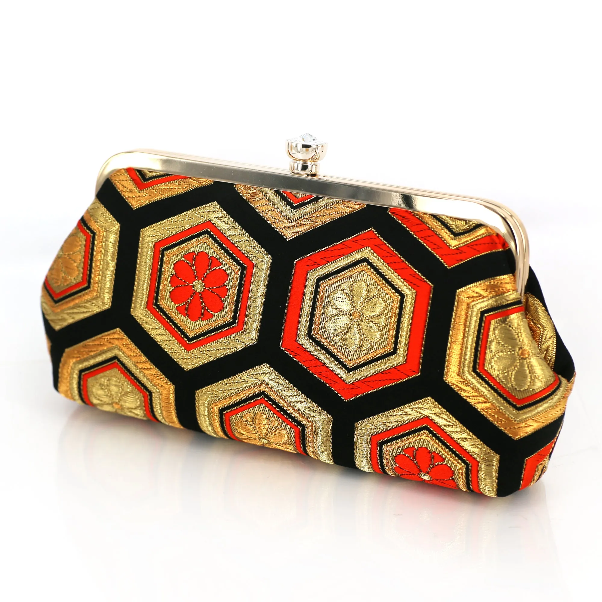 [LAST ONE] Kikko Hexagon Kimono Clutch Bag | Upcycled from vintage Japanese Obi