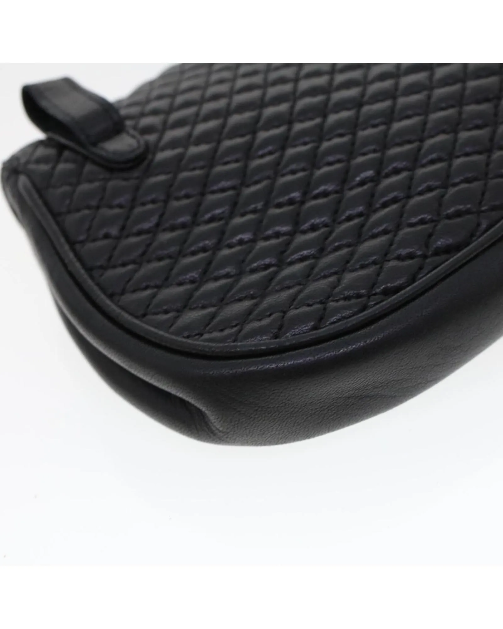 Leather Chain Shoulder Bag in Black