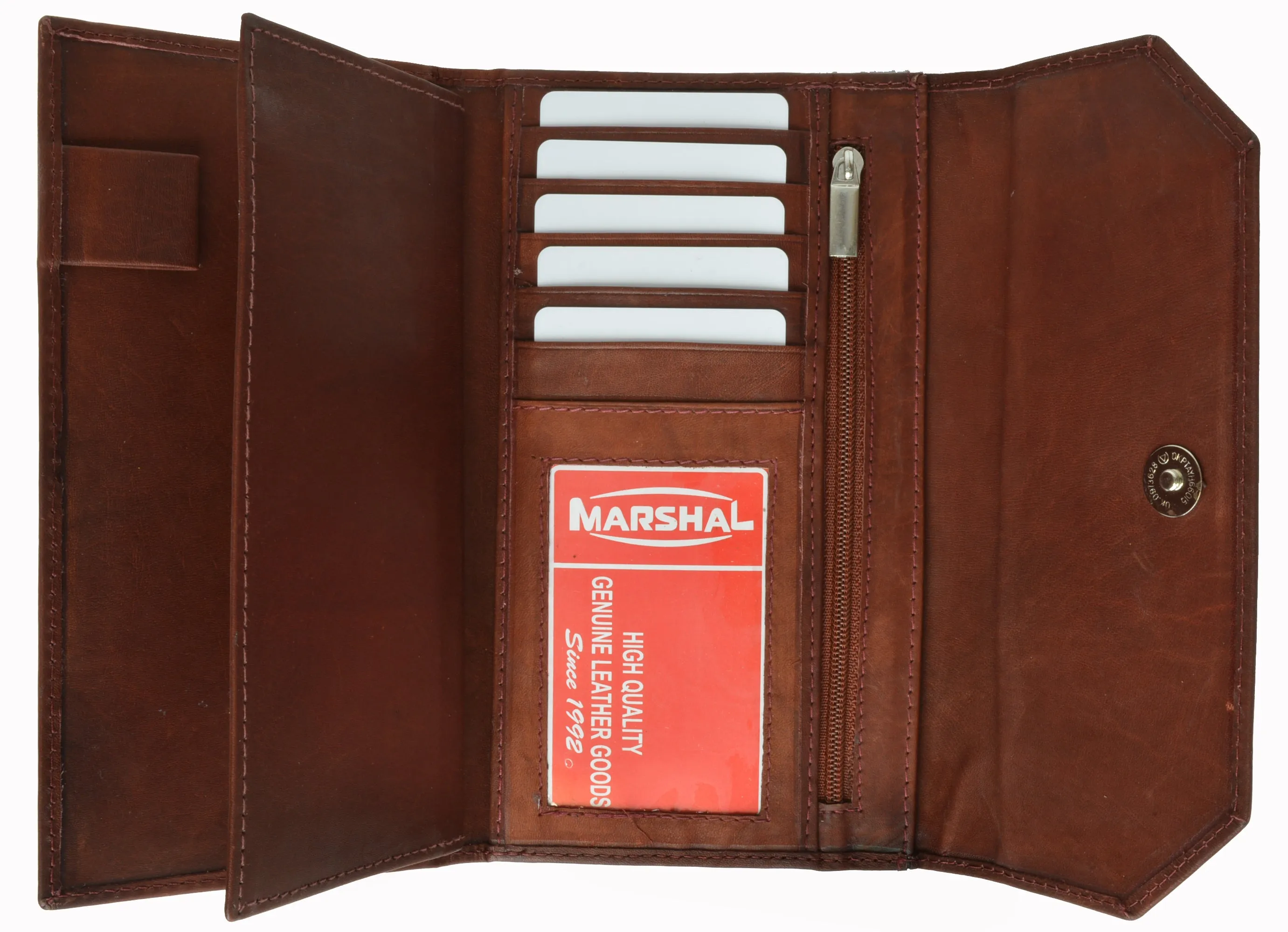 Leather Trifold Wallet For Women With Removable Checkbook Holder