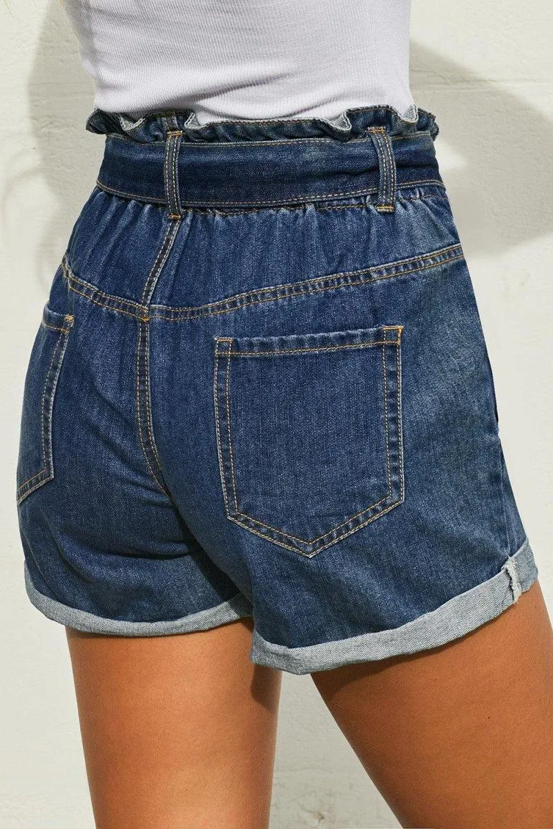 Leon Paper Bag Waist Denim Shorts