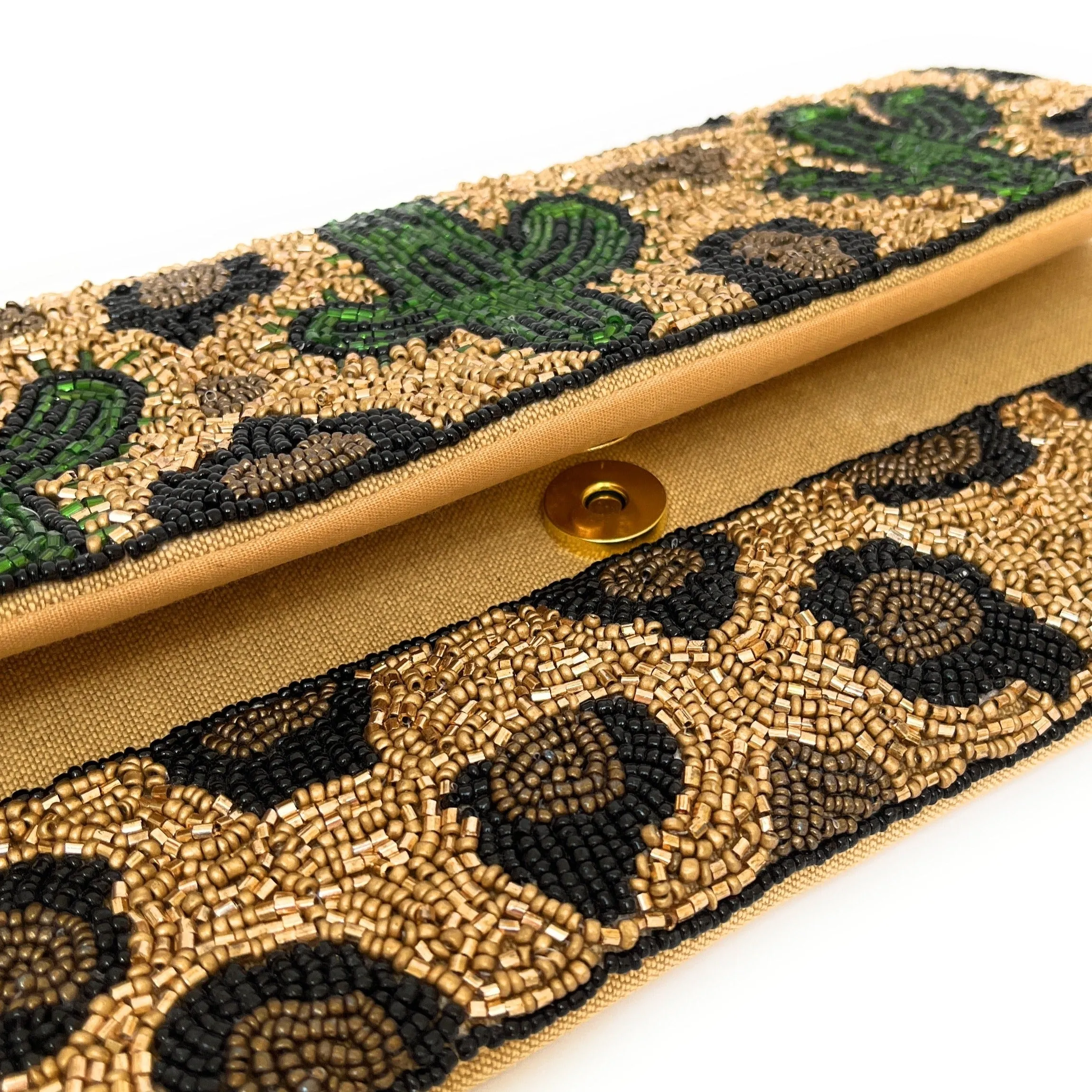 Leopard Cactus Beaded Clutch Purse