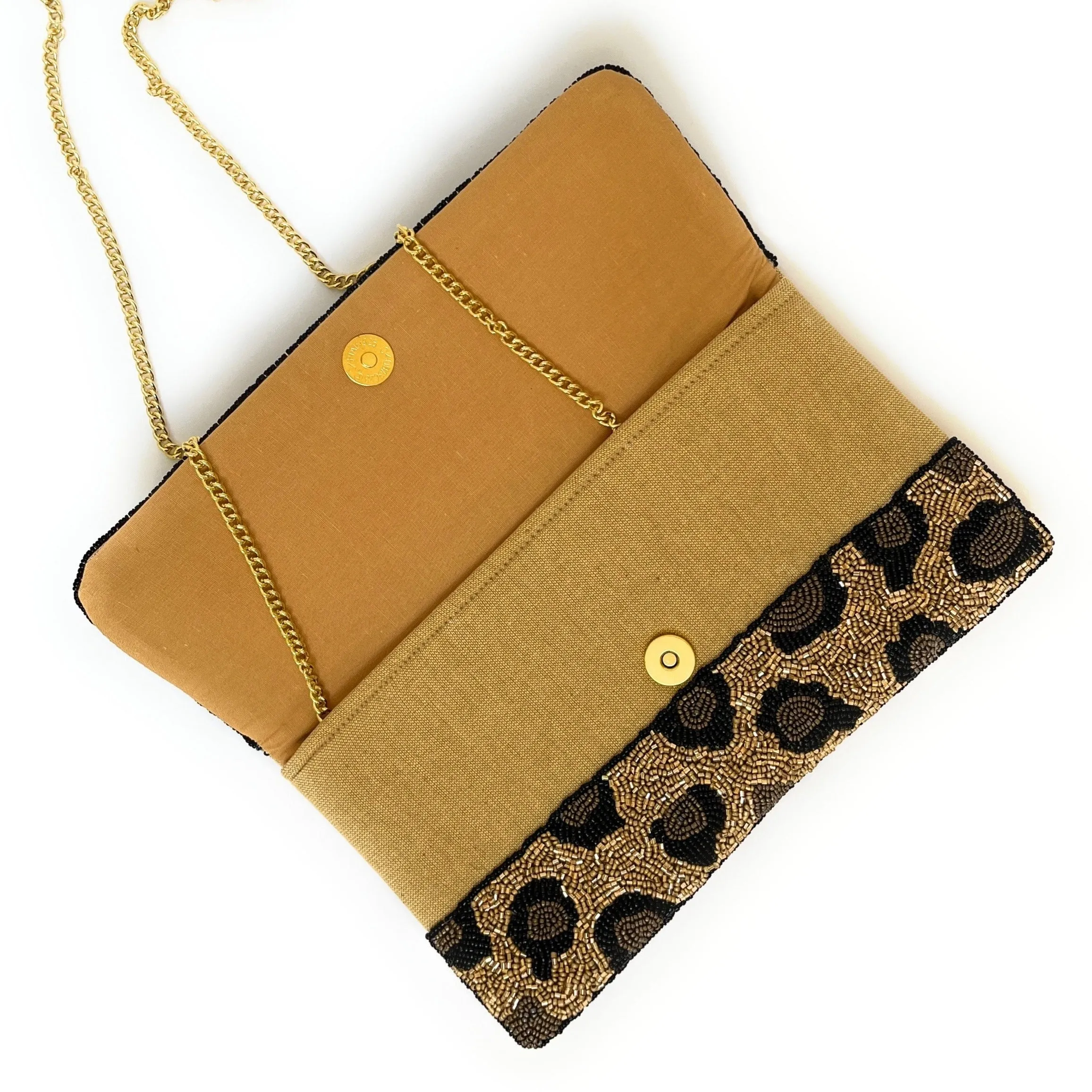 Leopard Cactus Beaded Clutch Purse