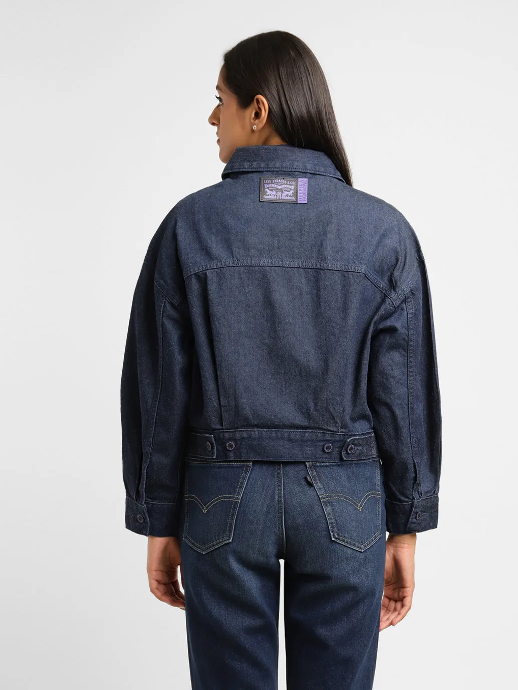 Levi's x Deepika Padukone Solid Navy Shirt Collar Denim Jacket