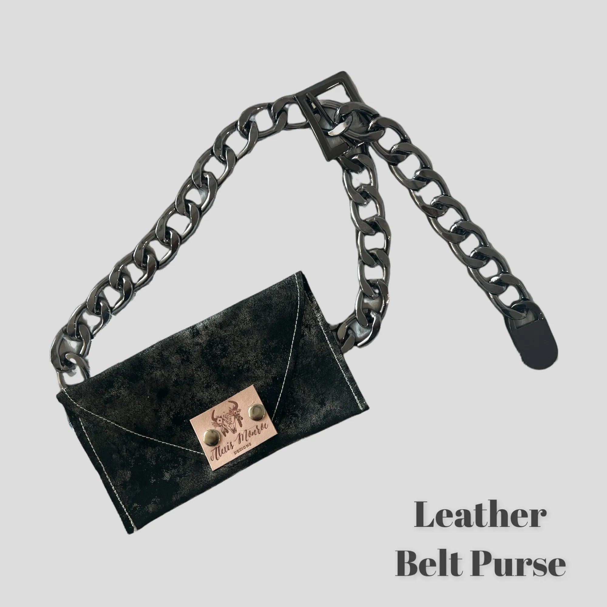 Linked Up Leather Pewter Belt Purse