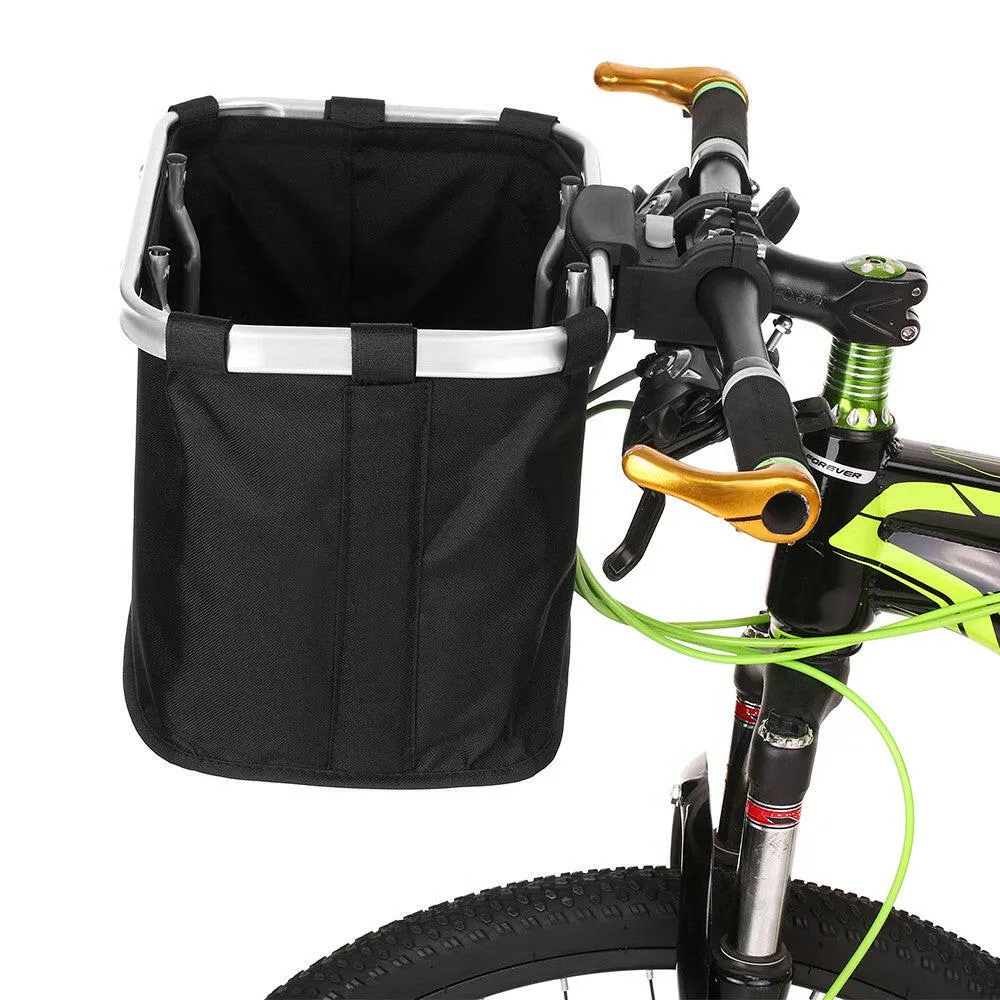 Lixada Bicycle Front Basket Folding Removable Bike Handlebar Basket Pet Cat Dog Carrier Bag Aluminum Frame Top Handles