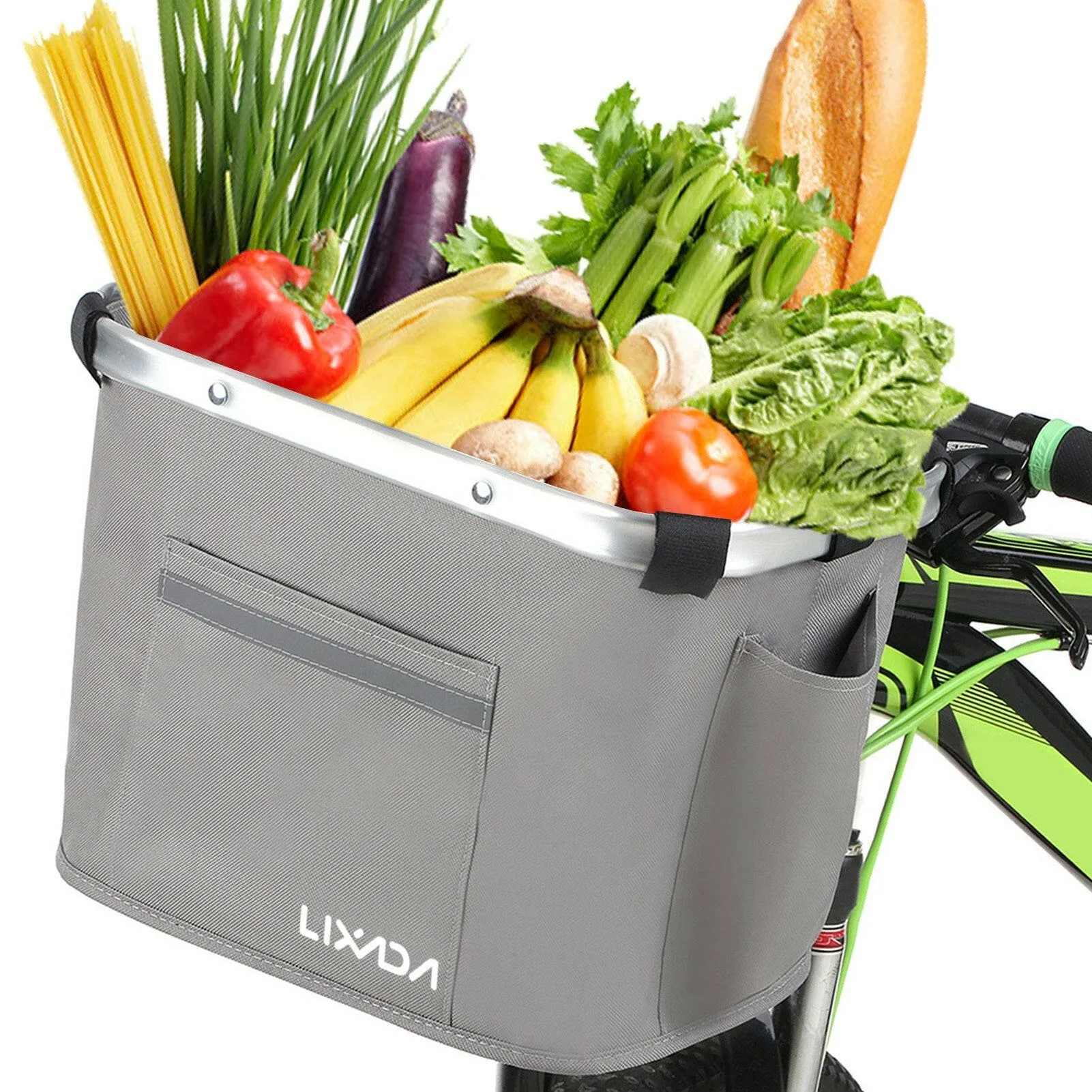 Lixada Collapsible Bike Basket Bicycle Handlebar Front Basket Pet Carrier Bag for Shopping Commuting