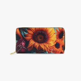 Long Type Zipper Purse, Sunflowers, awd-626