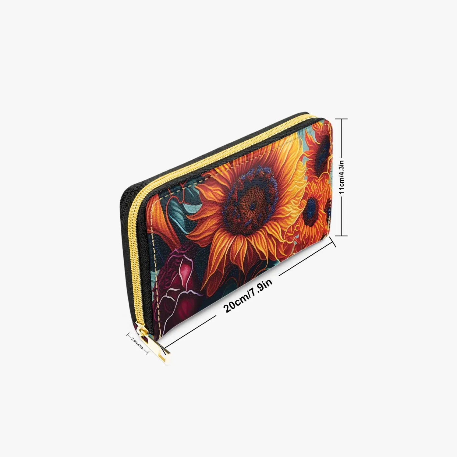 Long Type Zipper Purse, Sunflowers, awd-626