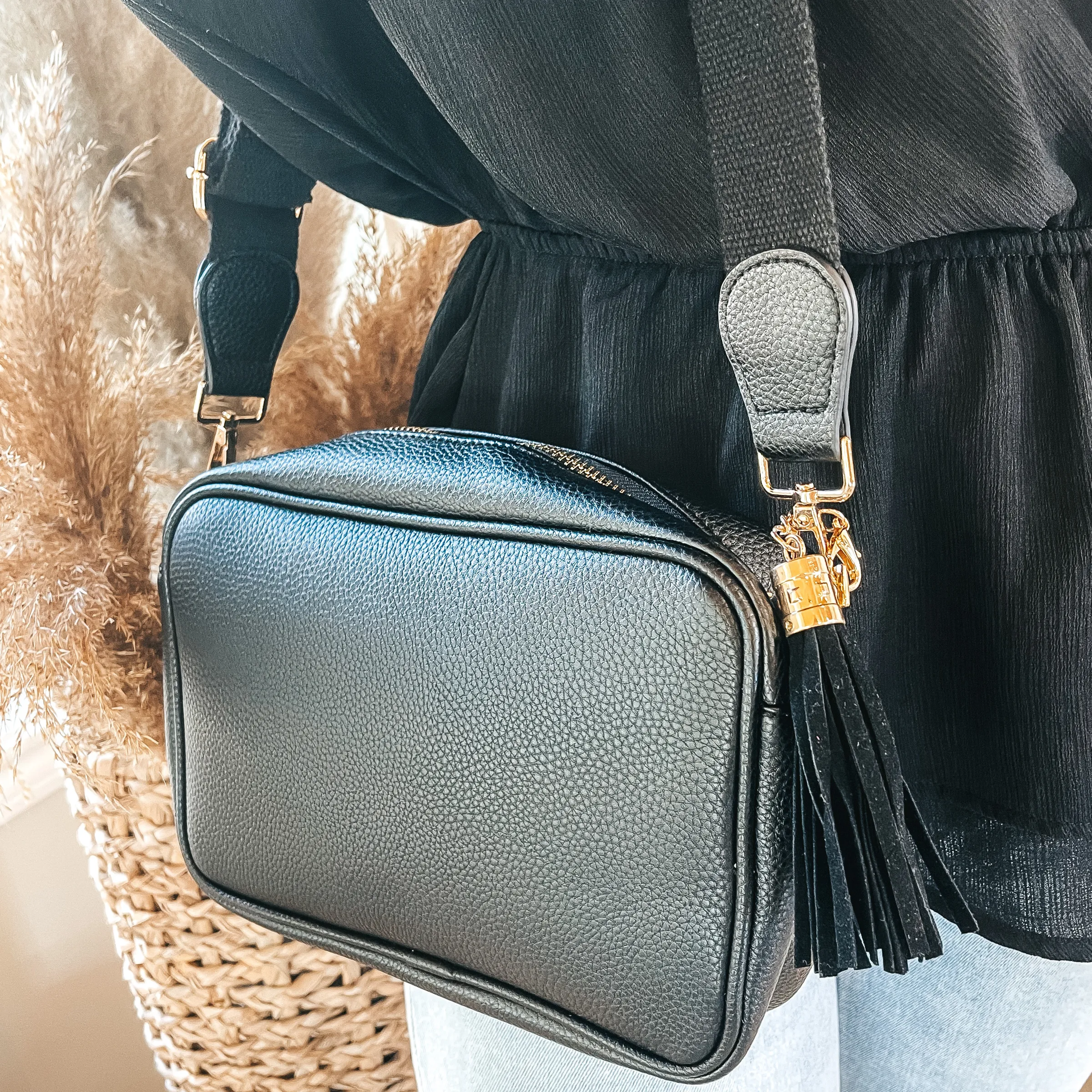 Lovin' Life Small Rectangle Crossbody Purse in Black