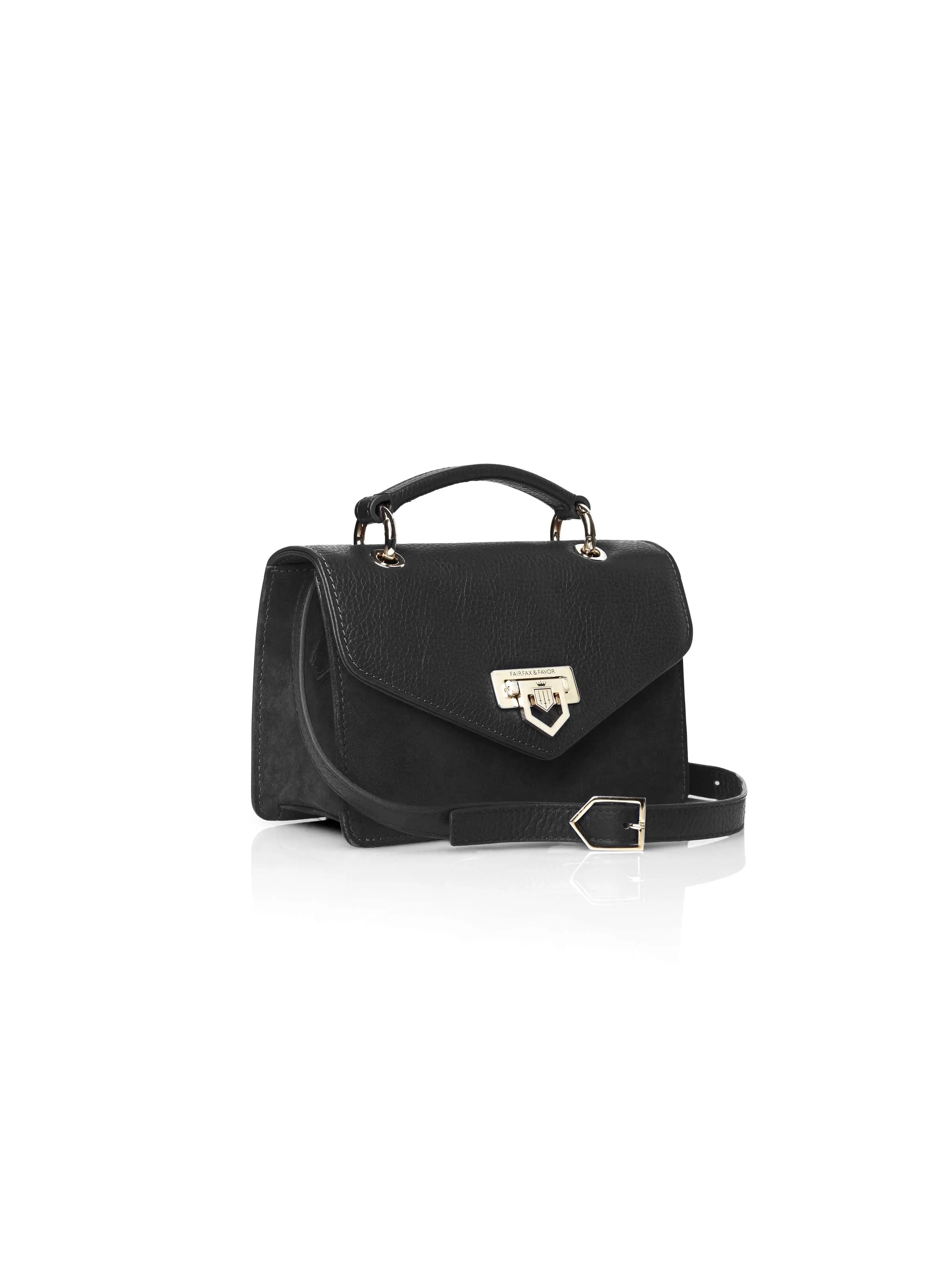 Loxley Mini Cross Body Bag - Black Leather & Suede