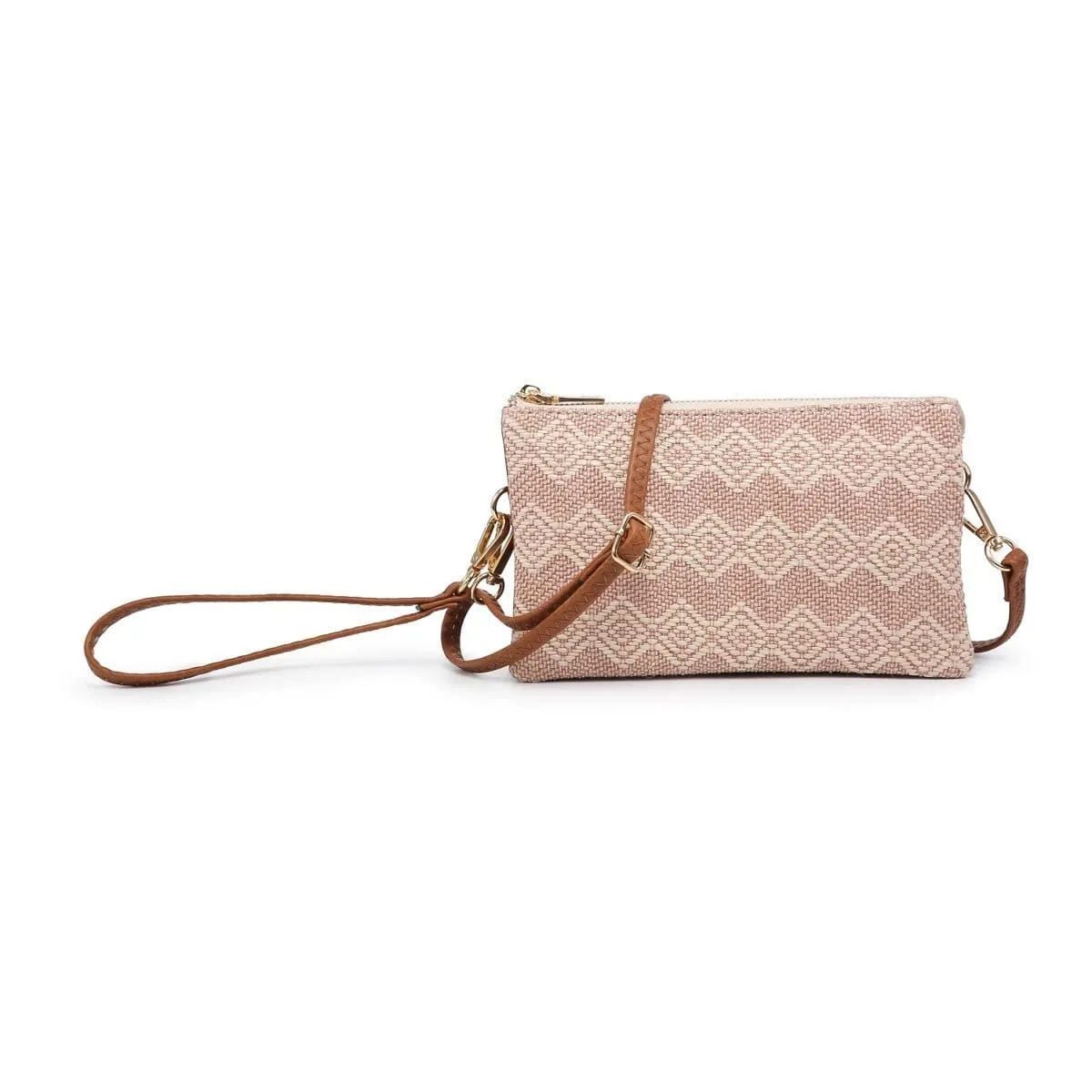 M013DIA Straw-Textured 3 Compartment Crossbody