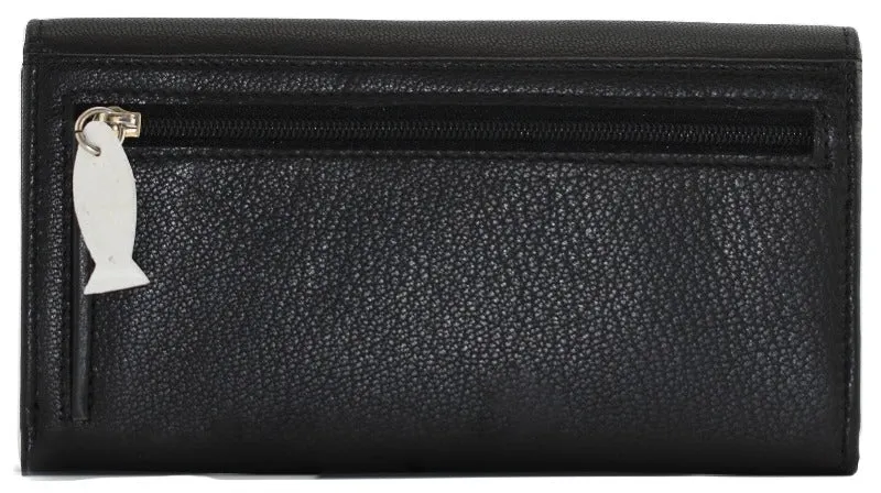 Mala Leather Midnight Cats Matinee Purse Black