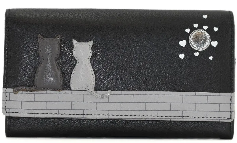 Mala Leather Midnight Cats Matinee Purse Black