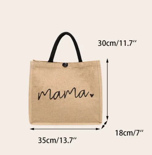 Mama Heart Canvas Holiday Tote Bag