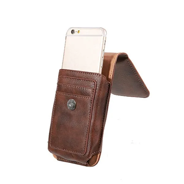 Man Business PU Phone Bag Card Wallet Purse Dual Use Waist