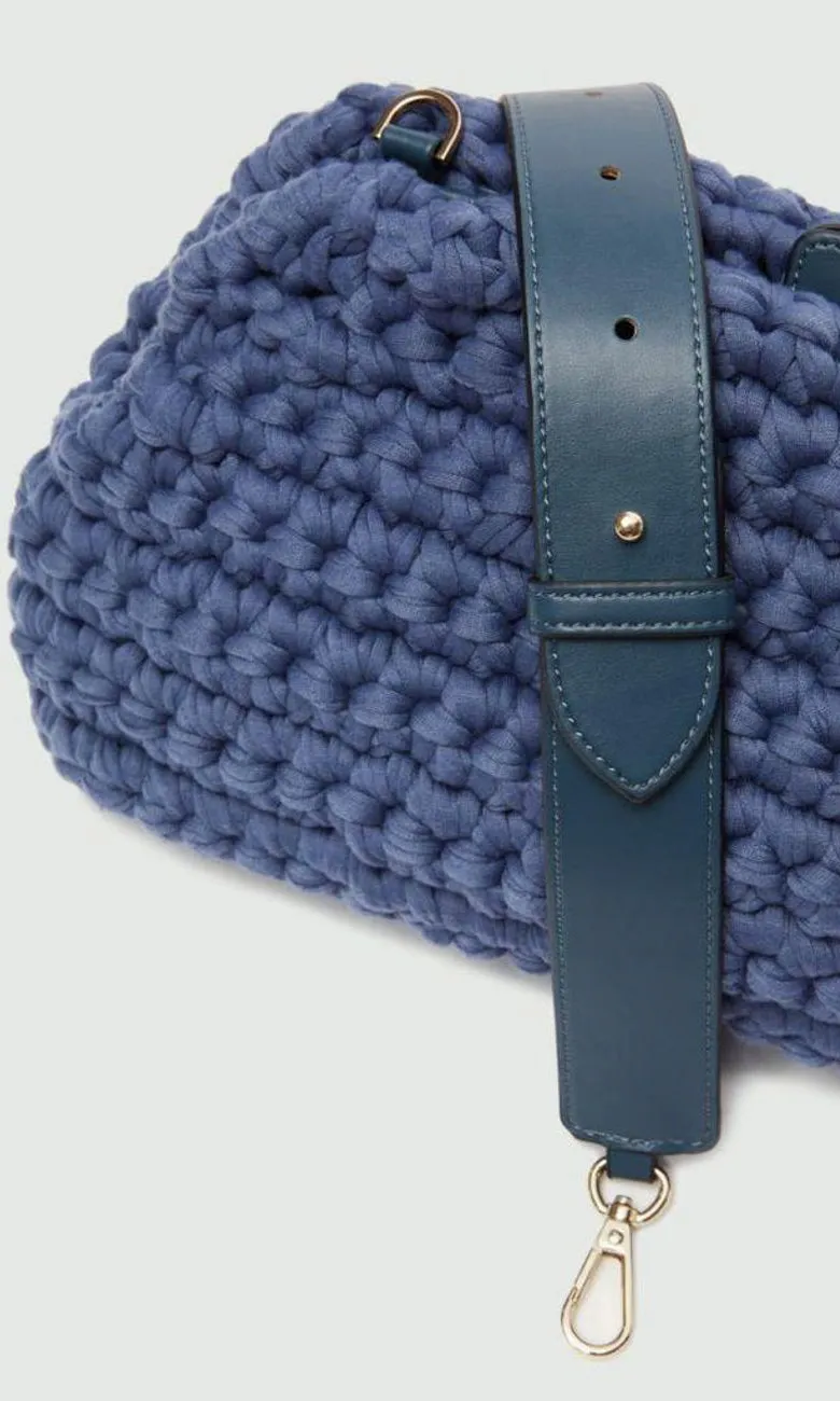 Marella Crochet woven Blue Handbag