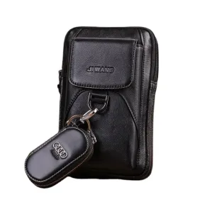 Men Genuine Leather Large Capacity Multifunction Waist Bag Crossbody