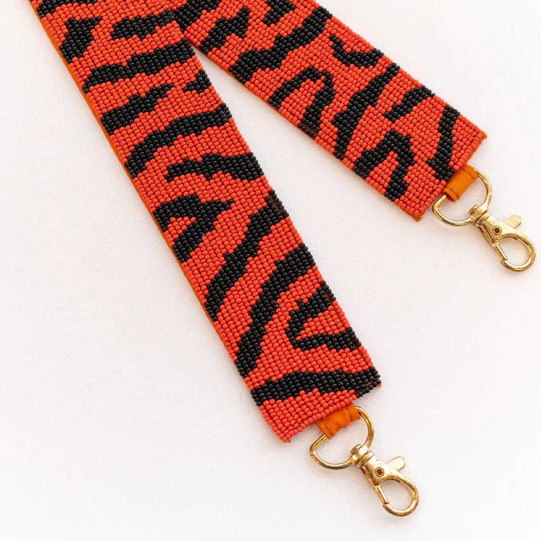 Mighty Mighty Tiger Beaded Purse Strap, Orange