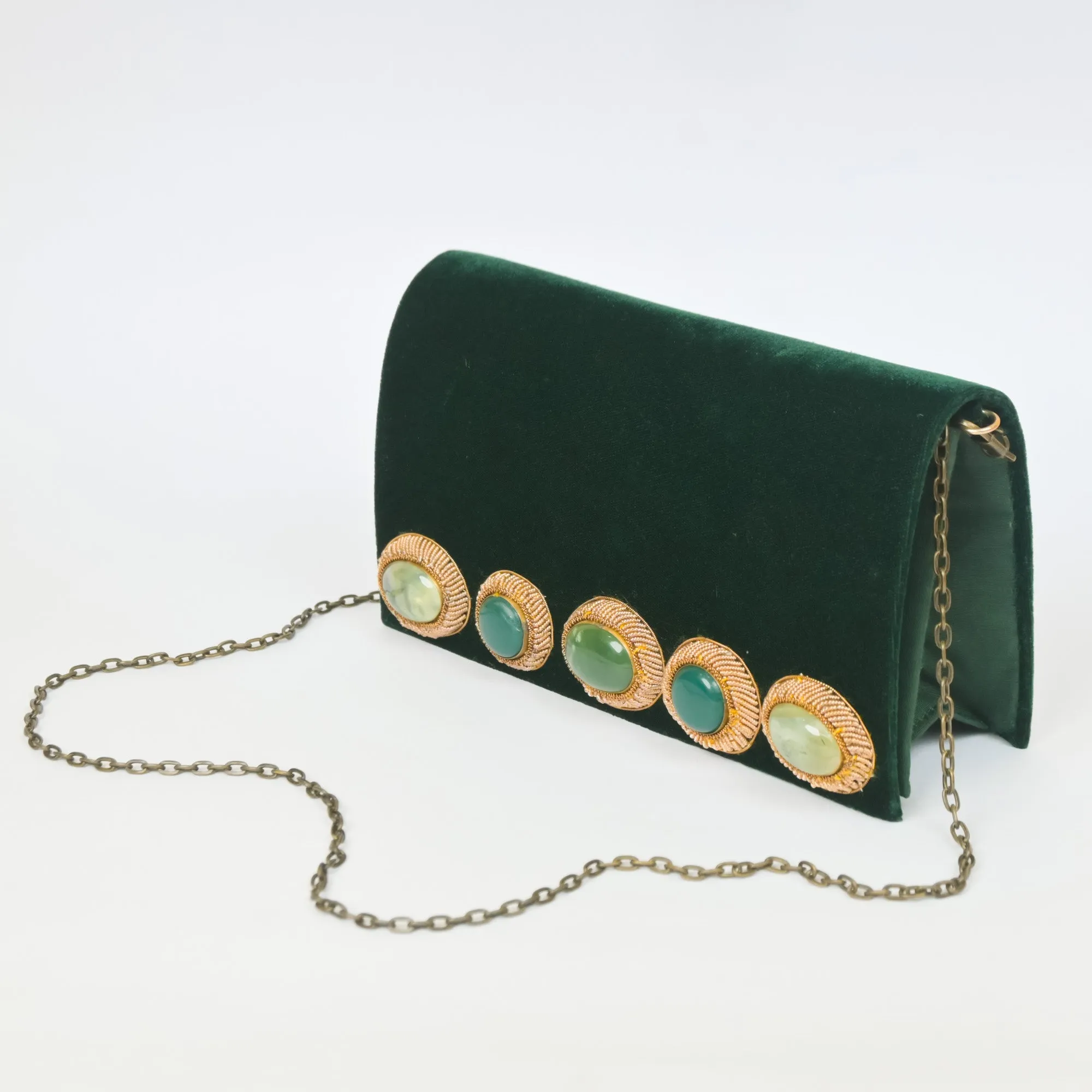 Monet Bag in Green Silk Velvet