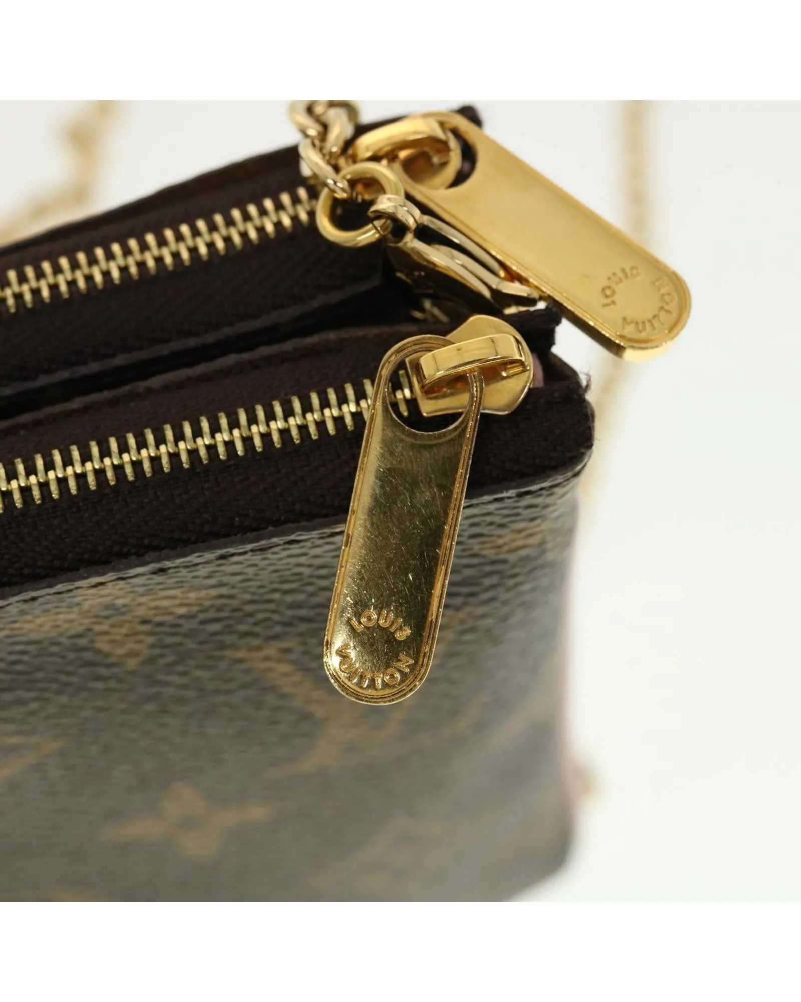 Monogram Double Zip Chain Shoulder Bag