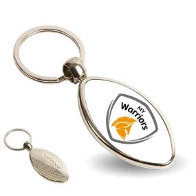 MRB Rugby Shaped Oval Blank Metal Photo Insert Keyring - 33 x 24mm - Pack of 10