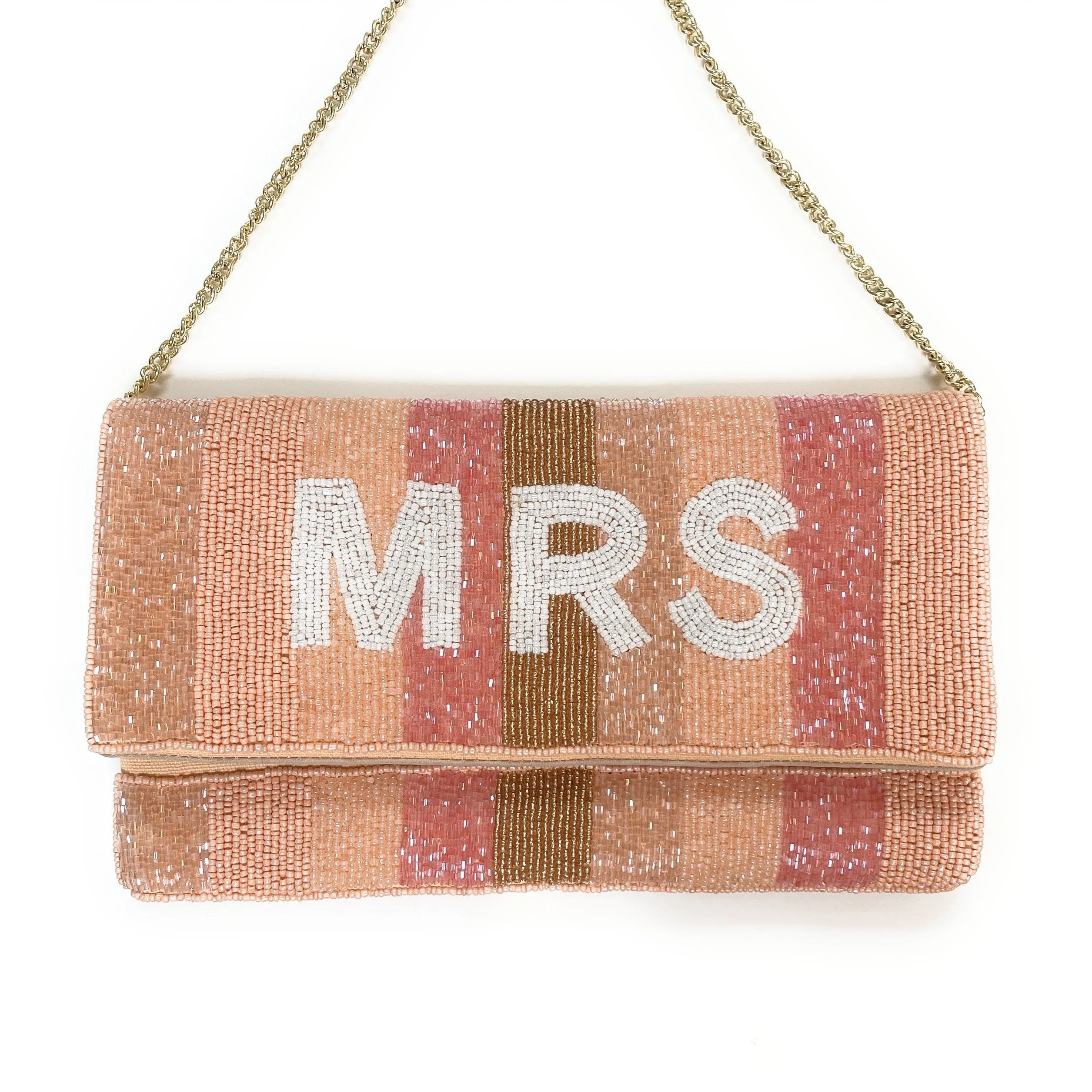 MRS Beaded Clutch Purse (Peach Pink)