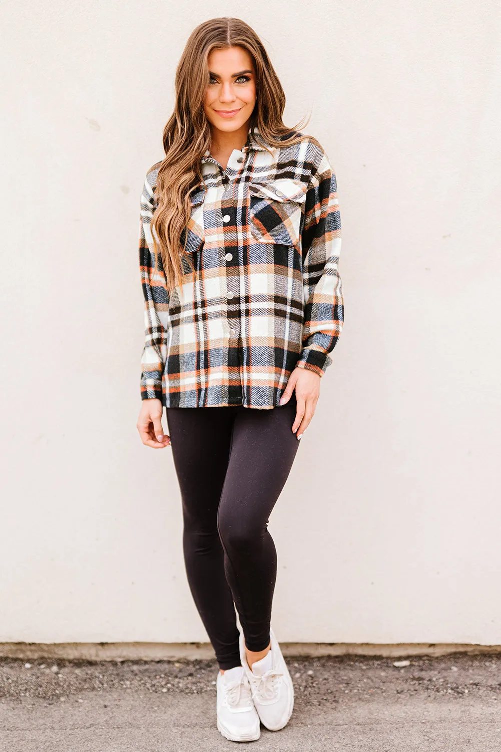 Multicolor Plaid Casual Button Up Flannel Shacket