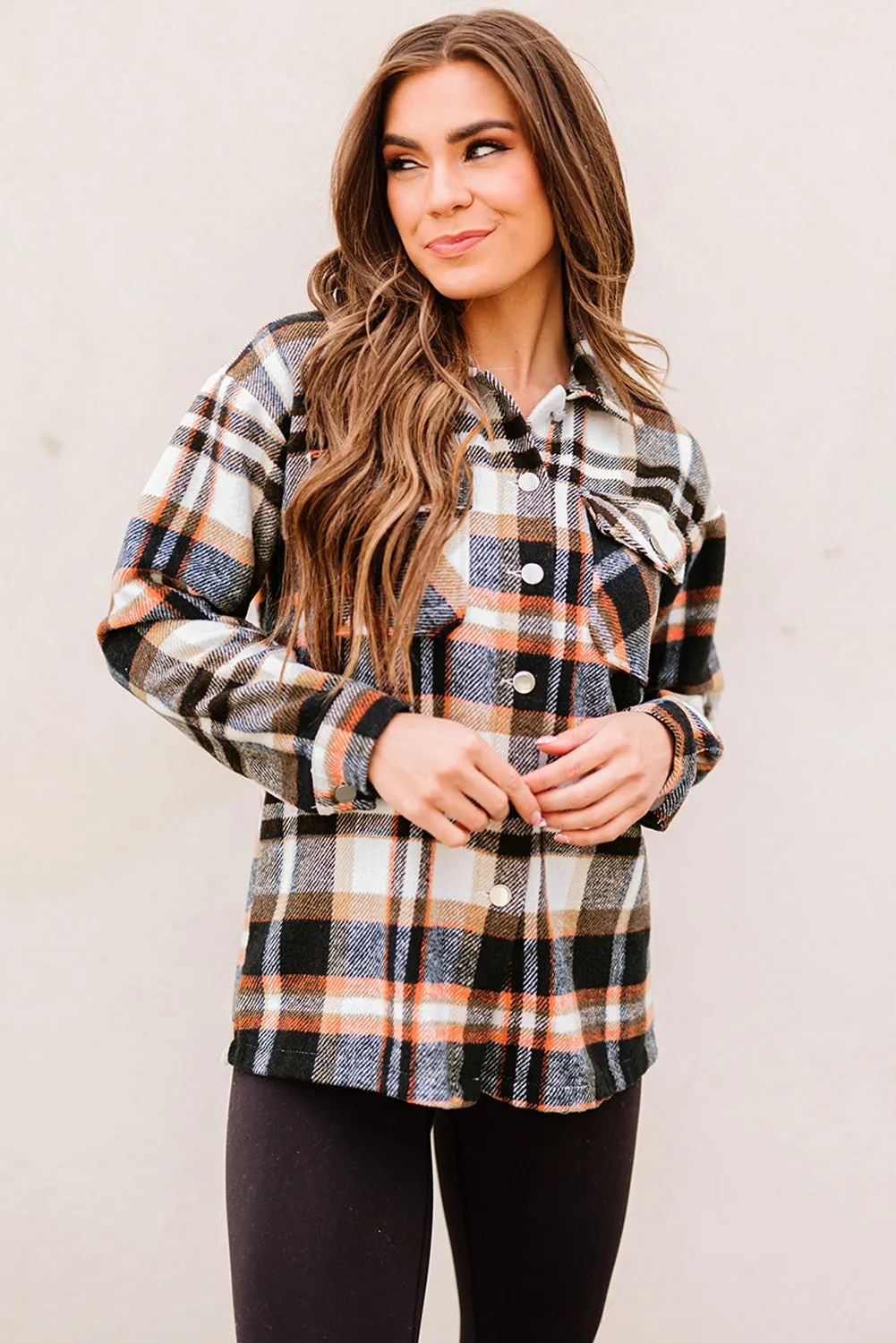 Multicolor Plaid Casual Button Up Flannel Shacket