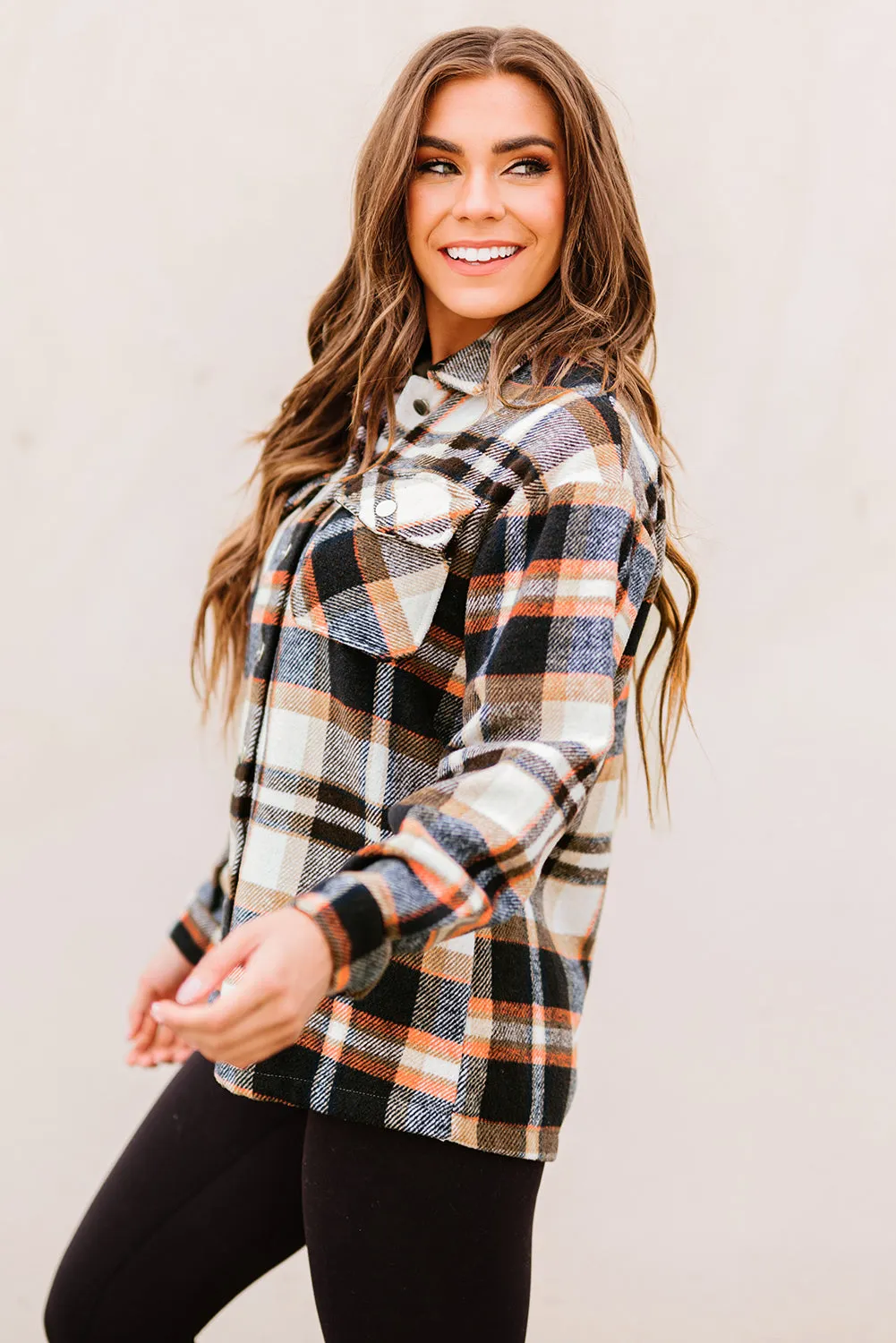 Multicolor Plaid Casual Button Up Flannel Shacket