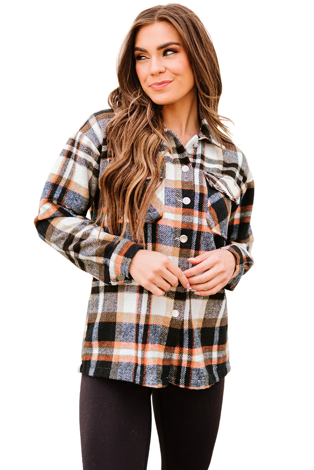 Multicolor Plaid Casual Button Up Flannel Shacket