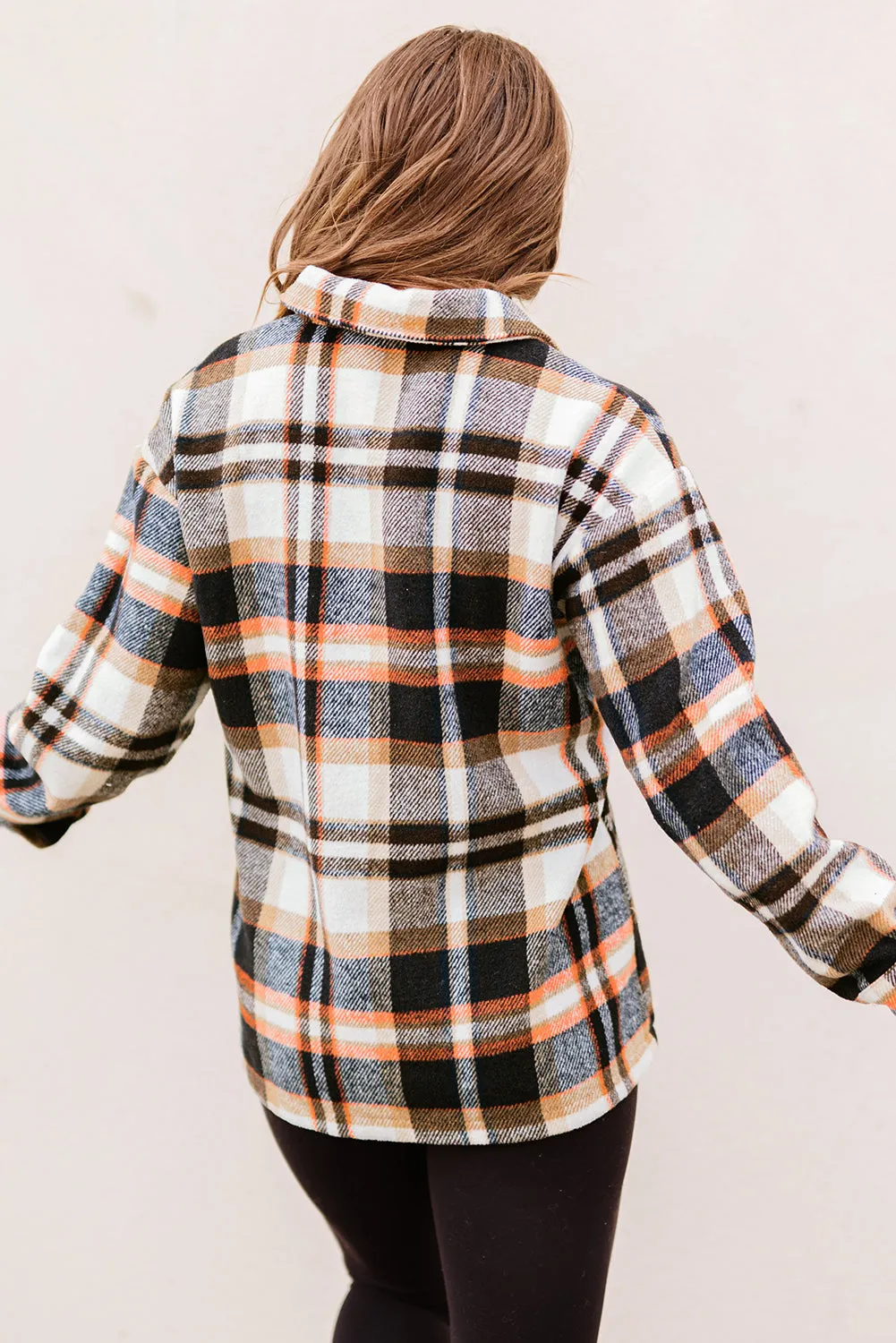 Multicolor Plaid Casual Button Up Flannel Shacket