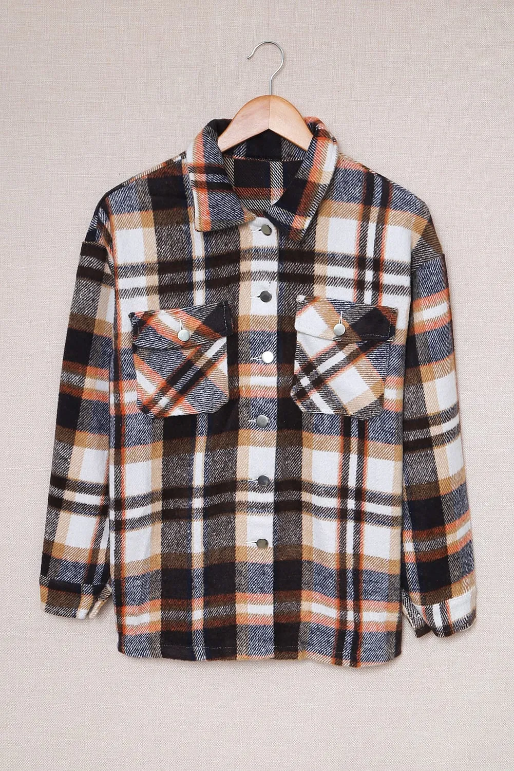 Multicolor Plaid Casual Button Up Flannel Shacket