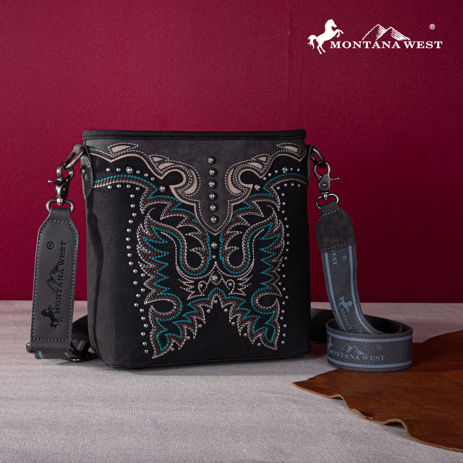 MW1253G-9360  Montana West Embroidered Collection Concealed Carry Crossbody