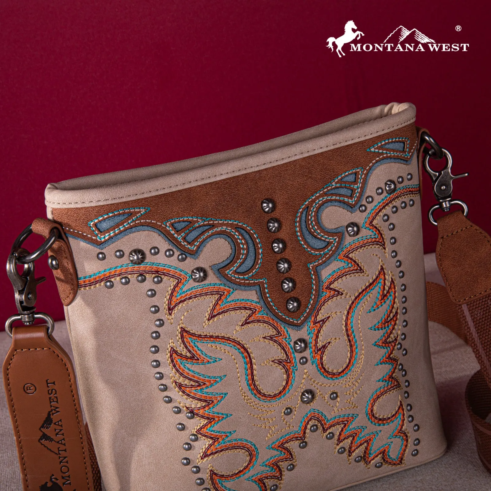 MW1253G-9360  Montana West Embroidered Collection Concealed Carry Crossbody