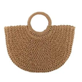 Natural Woven Tote - Khaki