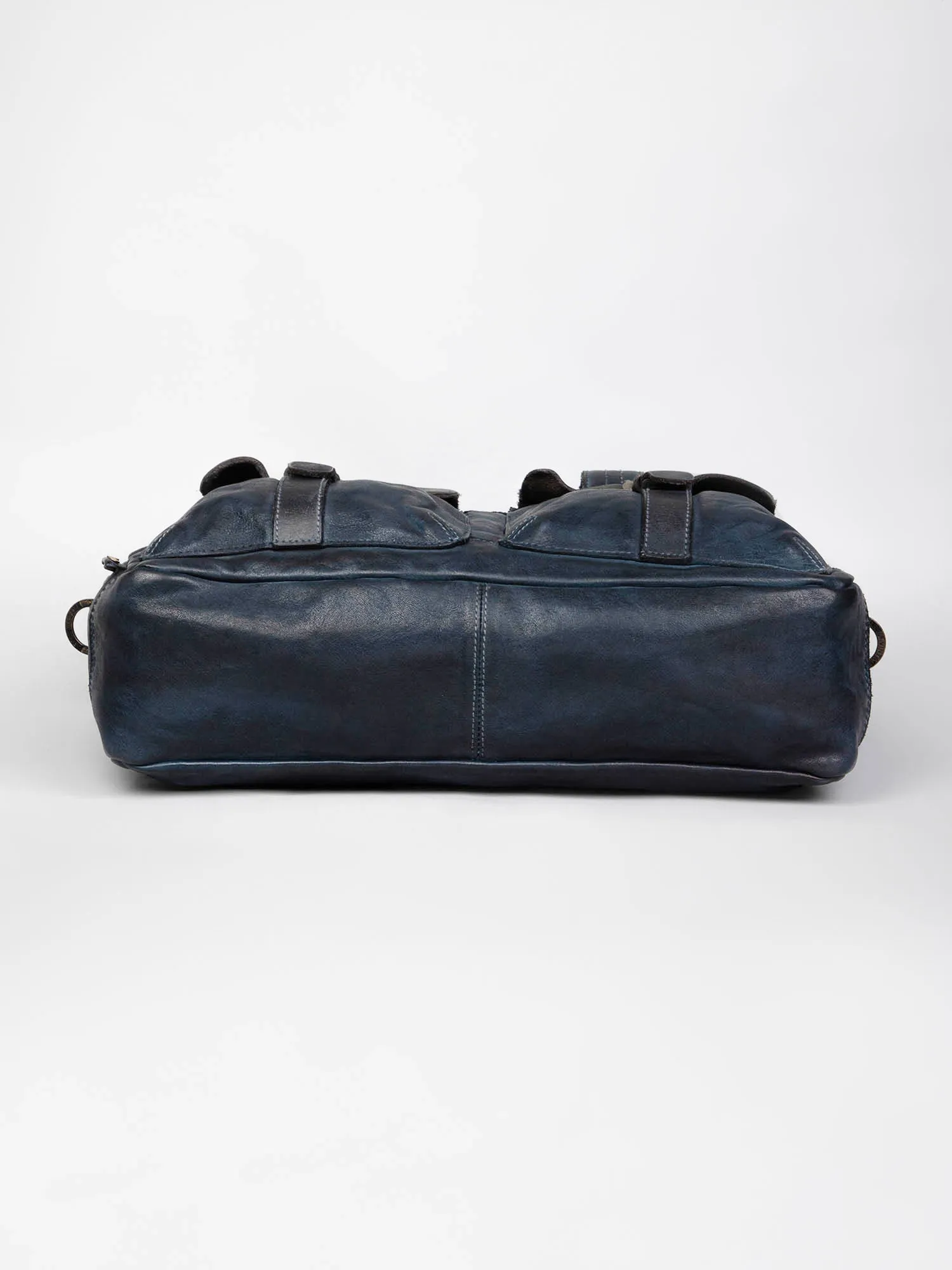 Navy Blue Vintage Leather Laptop Bag For Men & Women By Art N Vintage