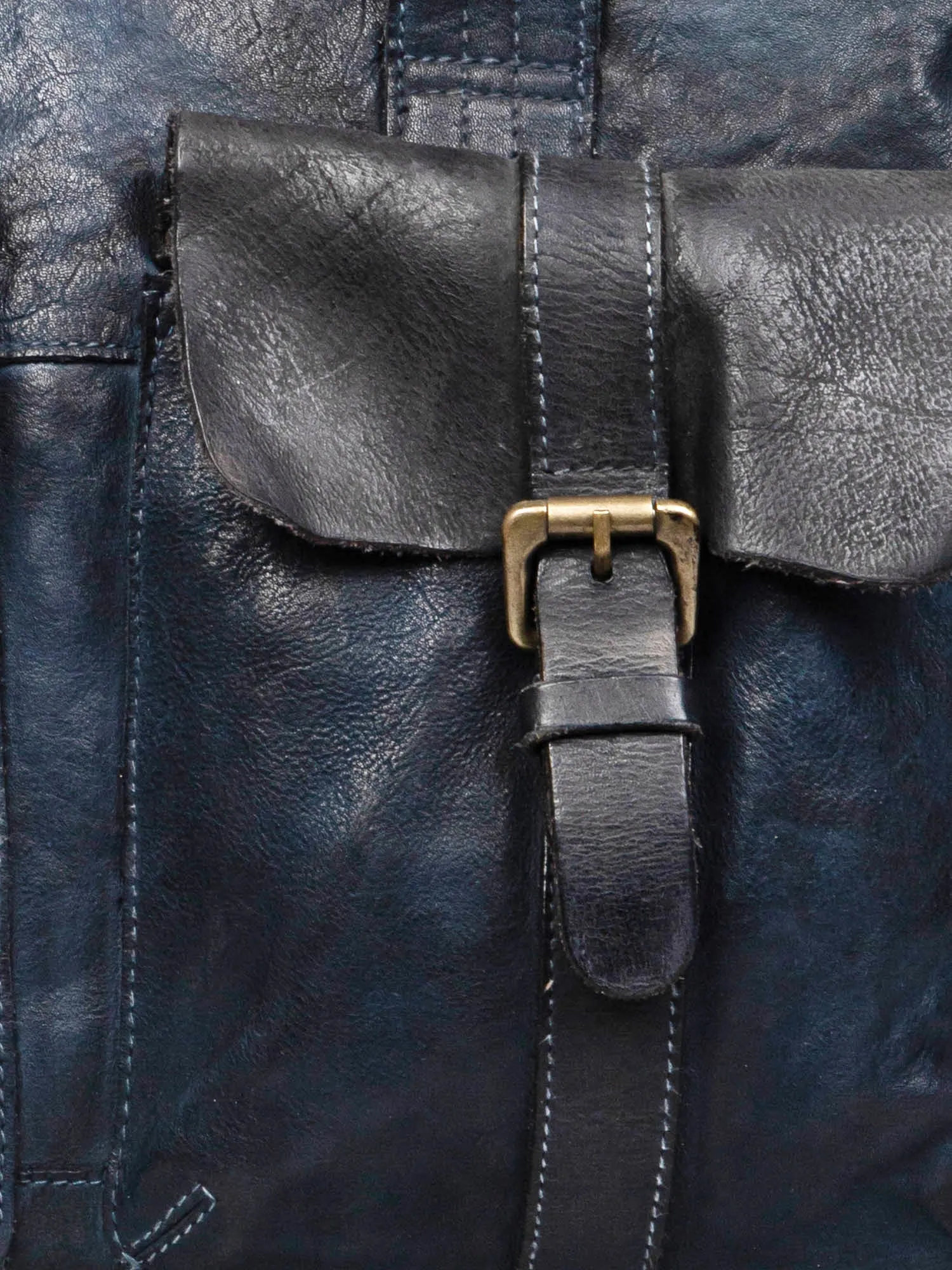 Navy Blue Vintage Leather Laptop Bag For Men & Women By Art N Vintage