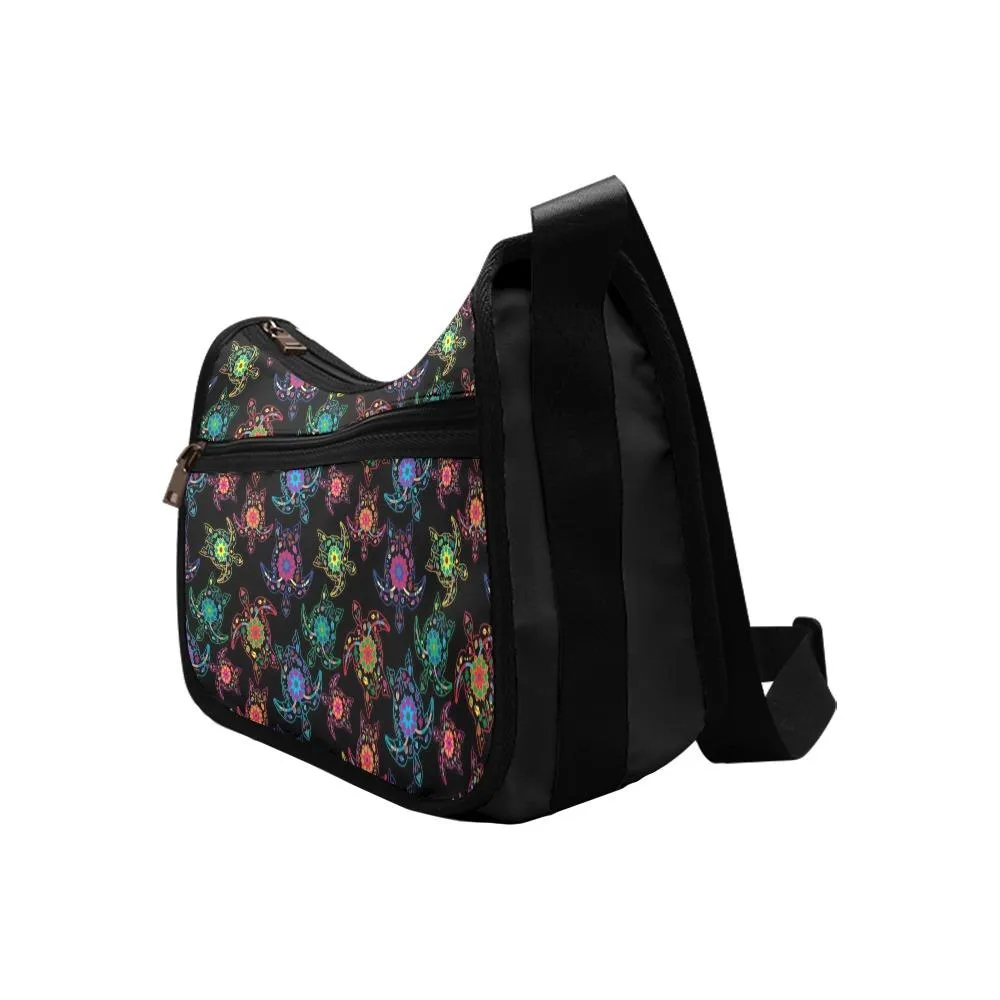 Neon Floral Turtles Crossbody Bags