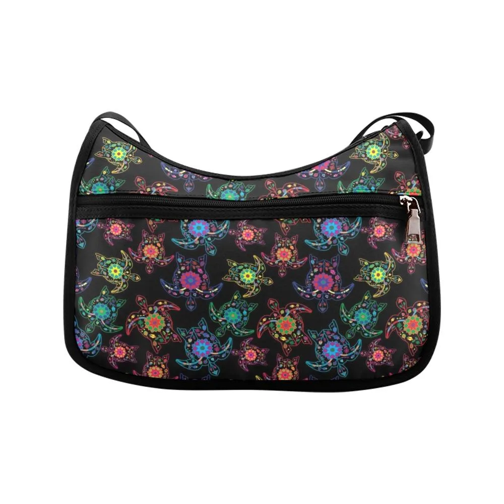 Neon Floral Turtles Crossbody Bags