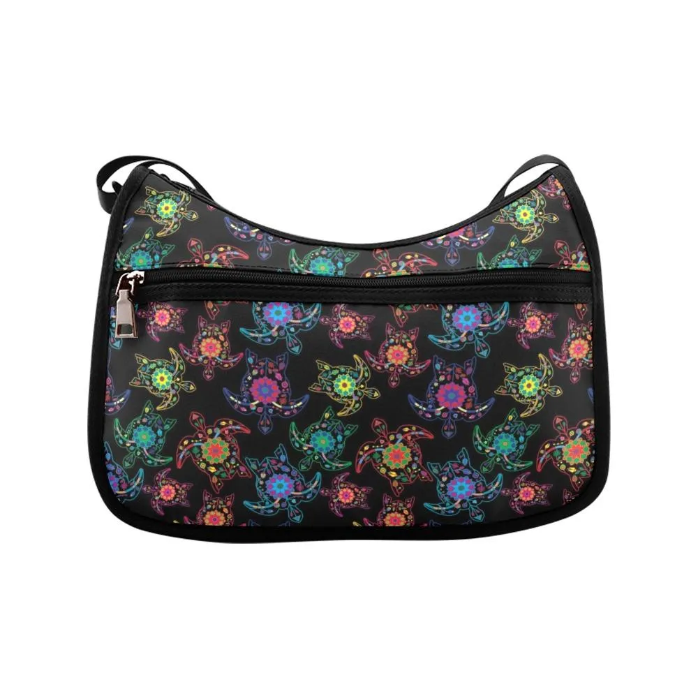 Neon Floral Turtles Crossbody Bags