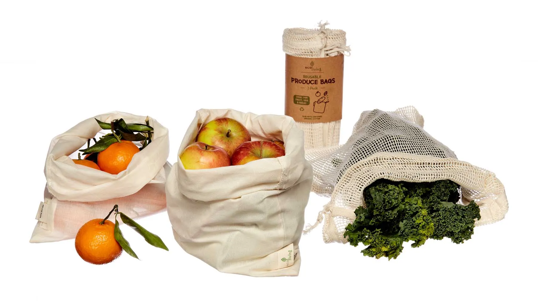 Organic Cotton Produce Bags (Pack of 3)