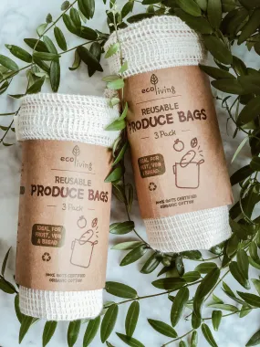 Organic Cotton Produce Bags (Pack of 3)