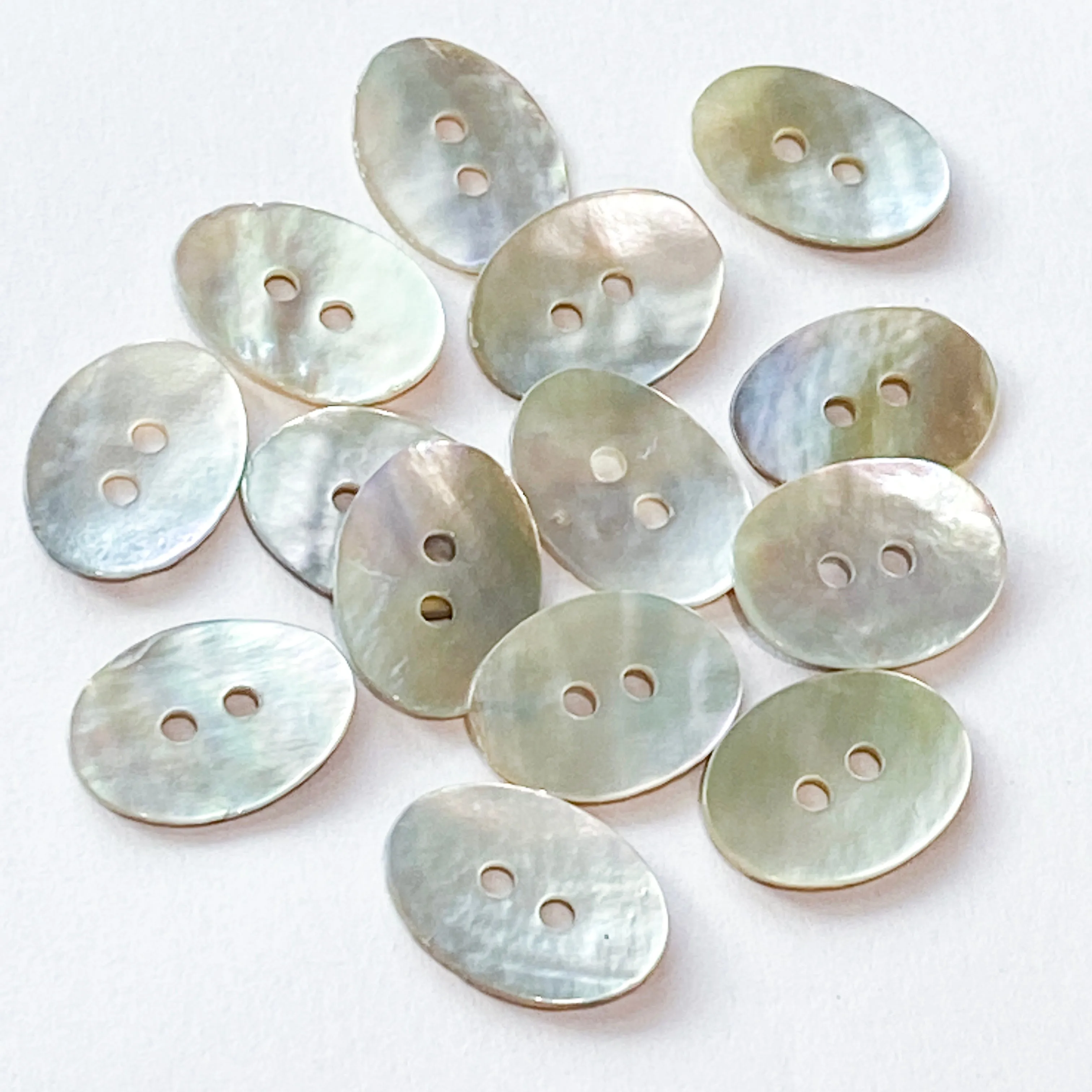 Oval Moonrise Mother of Pearl 5/8" Iridescent Button 15mm, Pack of 12 #KB-918