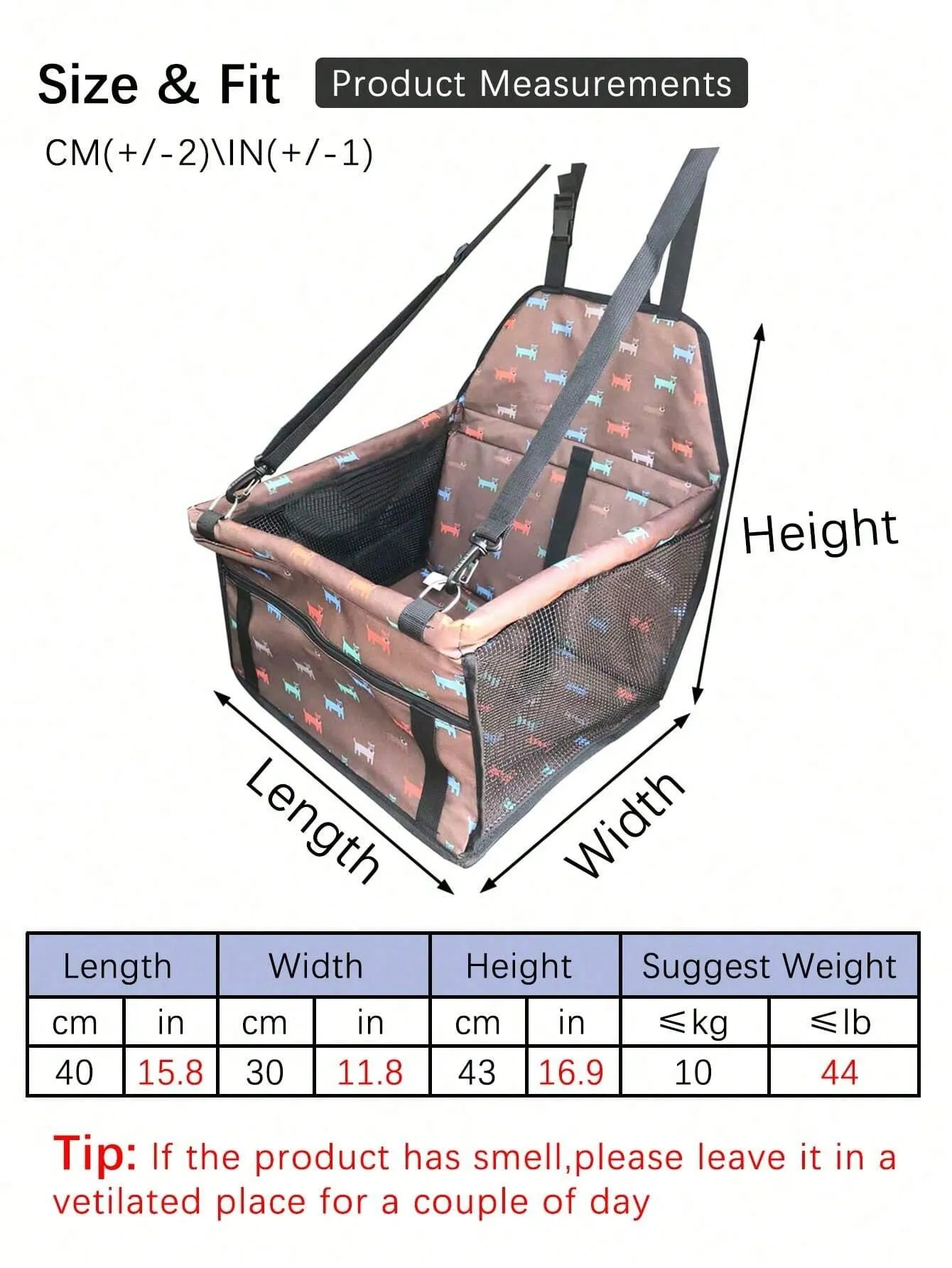 Pet Car Seat, Pet Carrier Basket For Dog And Cat, Pet Car Travel Bag