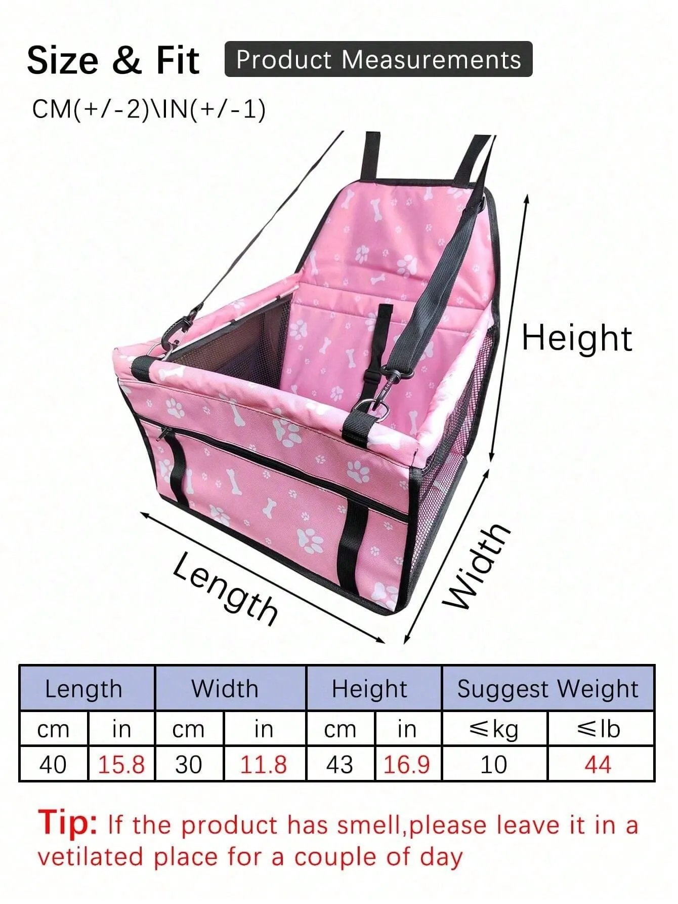 Pet Car Seat, Pet Carrier Basket For Dog And Cat, Pet Car Travel Bag