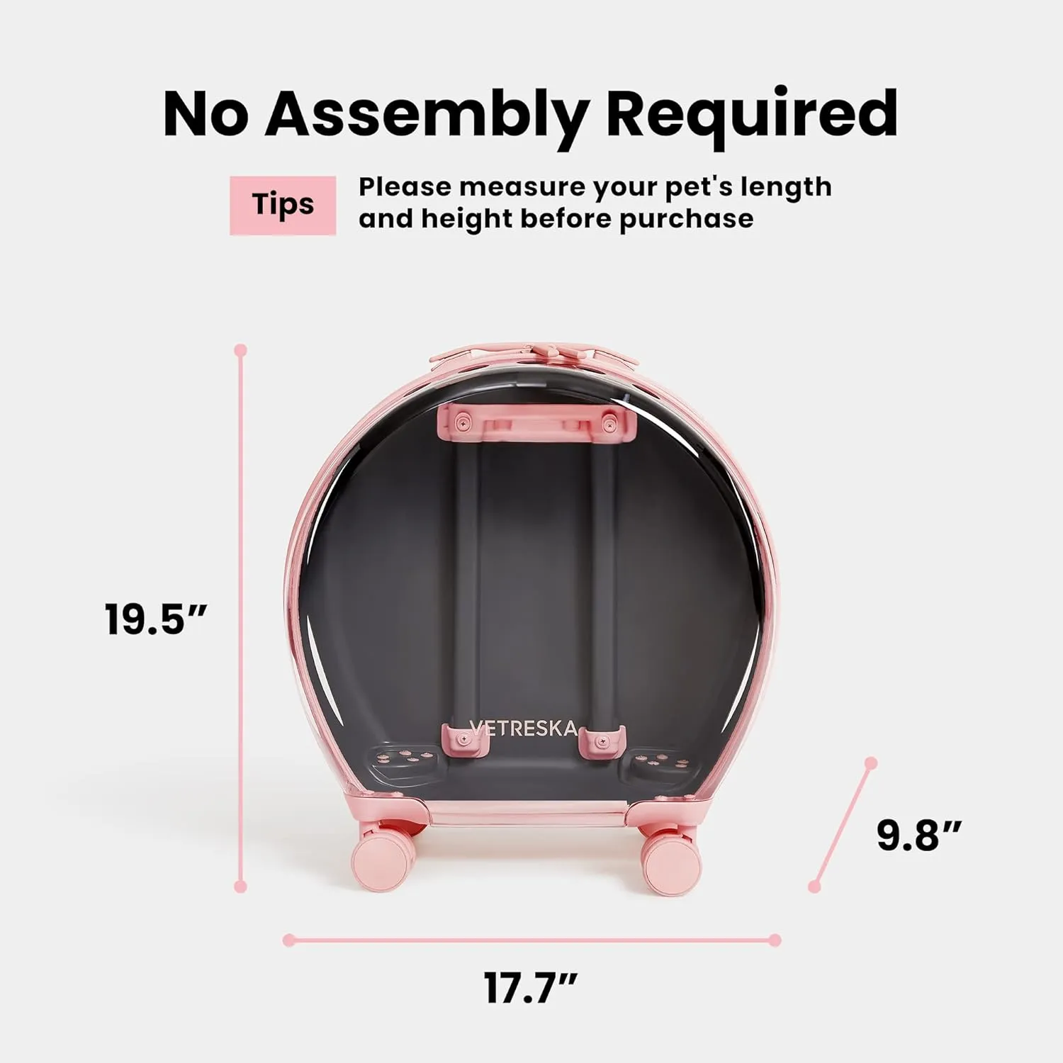 Pet Carrier with 1 Stickers and 2 Mats, Pink Pet Partially Transport Luggage with Wheels and Telescopic Handle, Pet Travel Carrier for Small & Medium Dogs/Cats